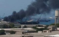 انفجار یک کشتی تجاری در لاذقیه سوریه